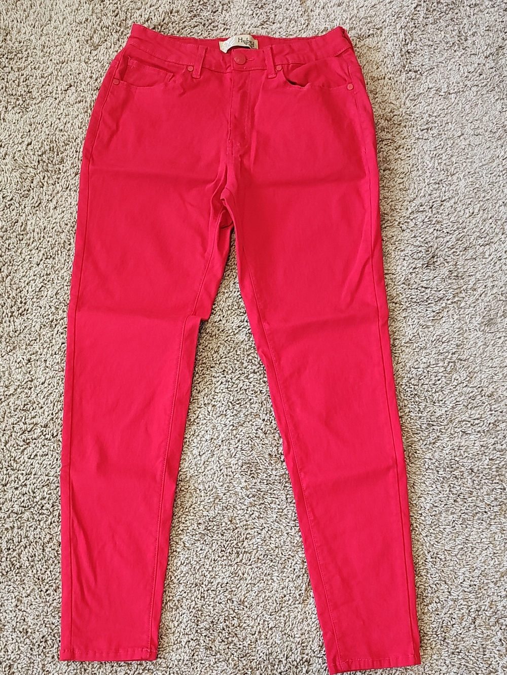 Hybrid & Company Women's Junior Skinny Jeans Red Medium